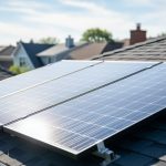 High-efficiency solar panels mounted on a modern home roof in bright daylight.