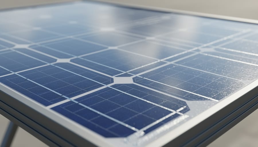 Close-up view of a premium solar panel module on an outdoor mount